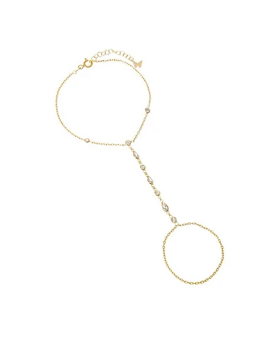 by Adina Eden Cubic Zirconia Gold Plated Multi-Shape Stone Hand Chain Bracelet