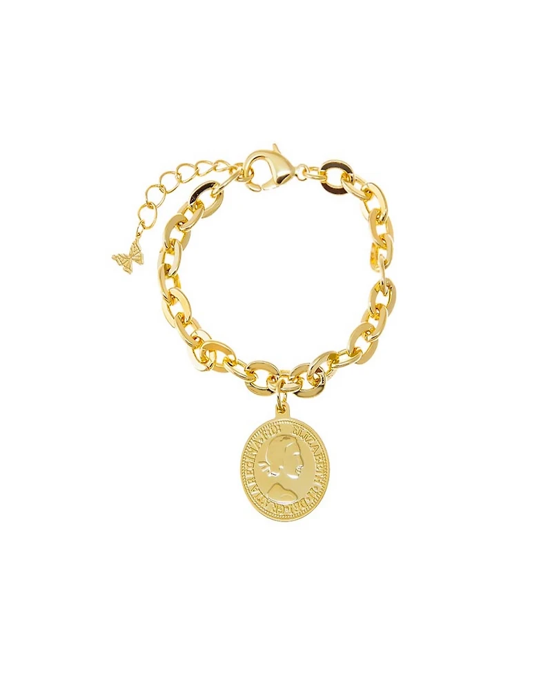 by Adina Eden Vintage Gold Plated Coin Box Link Chain Bracelet