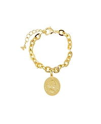 by Adina Eden Vintage Gold Plated Coin Box Link Chain Bracelet