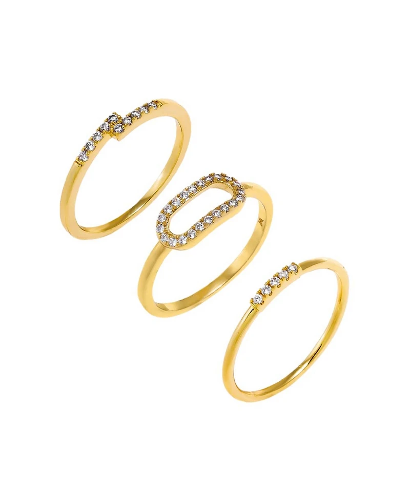by Adina Eden Pave Accented Gold-Plated Rings Combo Set