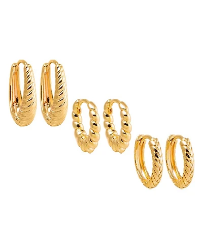 by Adina Eden All The Solids Gold Plated Huggie Earring Combo Set