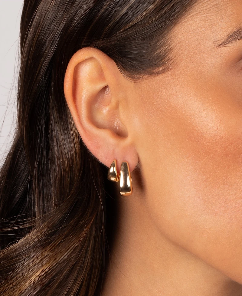 by Adina Eden The Solid Graduated Gold Plated Huggie Earring Combo Set