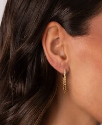 by Adina Eden Pave Gold Plated Double Chain Drop Huggie Earrings