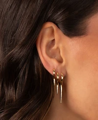 by Adina Eden Pave Elongated Spike Gold Plated Huggie Earring Combo Set