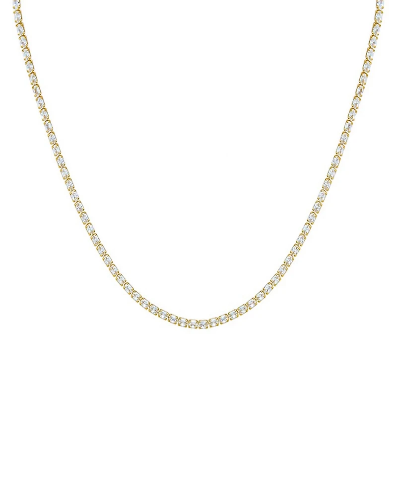 by Adina Eden Cubic Zirconia Oval Four Prong Tennis Necklace