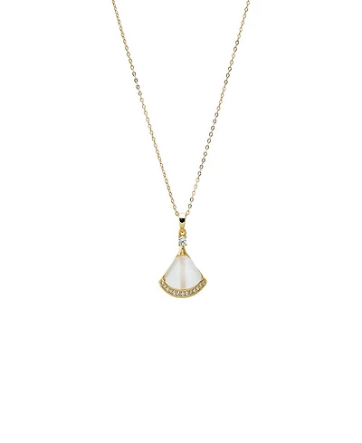 by Adina Eden Pave Mother Of Pearl Fan Shell Pendant Necklace
