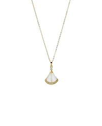 by Adina Eden Pave Mother Of Pearl Fan Shell Pendant Necklace
