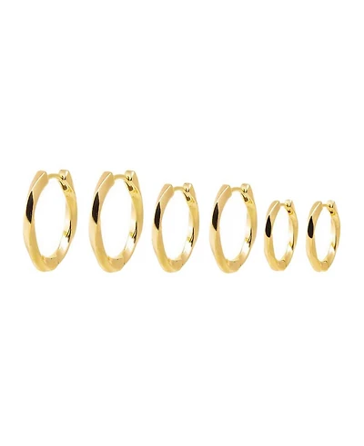 by Adina Eden Solid Three Size Gold Plated Huggie Earring Combo Set