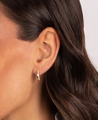 by Adina Eden Solid, Pave Gold Plated Swirled Huggie Earrings