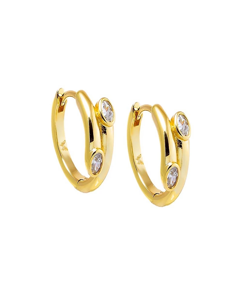 by Adina Eden Cubic Zirconia Gold Plated Bezel Claw Huggie Earrings