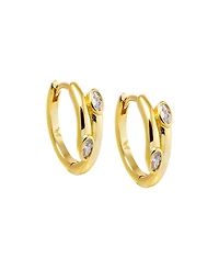 by Adina Eden Cubic Zirconia Gold Plated Bezel Claw Huggie Earrings