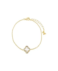 By Adina Eden Pave Outlined Four Leaf Clover Bracelet