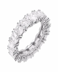 by Adina Eden Rhodium Plated Princess Cut Eternity Band Ring