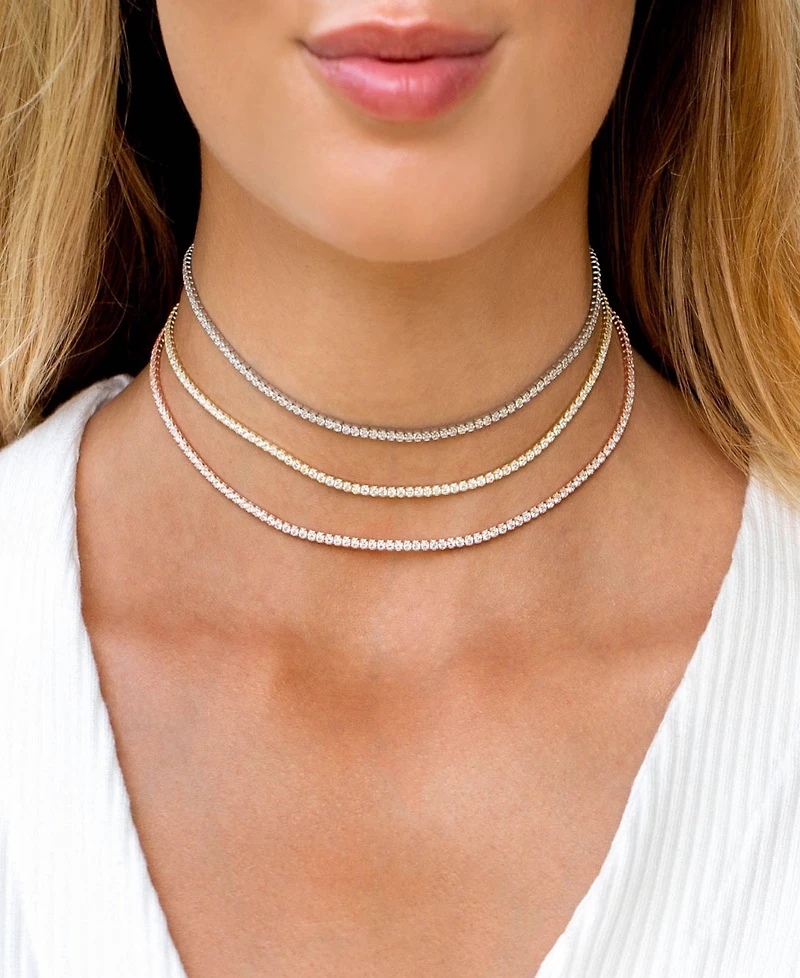 Thin Tennis Choker in 14k Gold Plated Over Sterling Silver