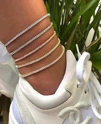 by Adina Eden Thin Gold Plated Tennis Anklet