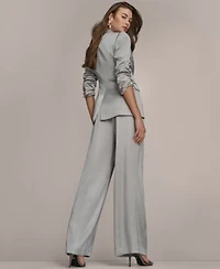 Donna Karan New York Womens Notch Lapel Blazer Wide Leg Mid Rise Pants