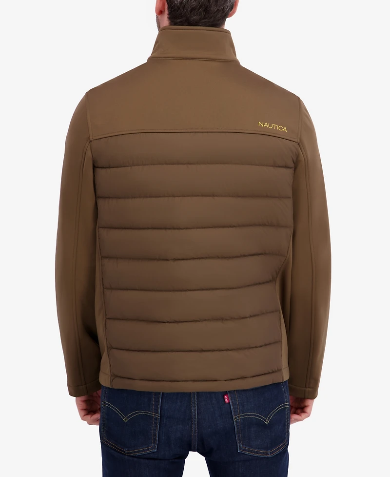 Nautica Men's Transitional Mixed Media Zip Front Jacket