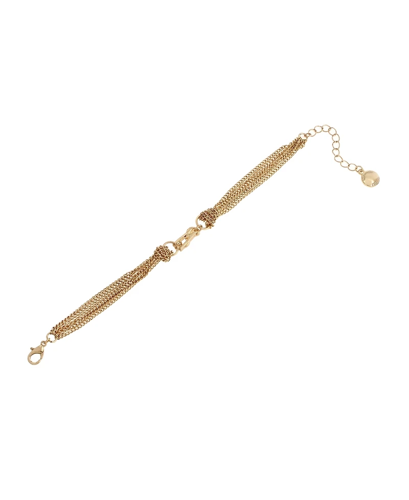 Steve Madden Gold Signature Logo Layered Chain Bracelet