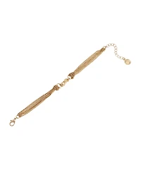 Steve Madden Gold Signature Logo Layered Chain Bracelet