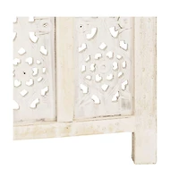 Hand carved 5-Panel Room Divider White 78.7"x65" Solid Mango Wood