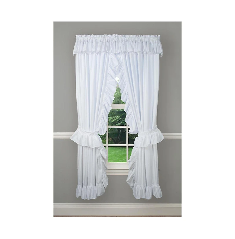 Ellis Curtain 2-Piece Ruffled Priscilla Window Curtain Panel Pair with ties