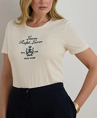 Lauren Ralph Plus Embroidered Crest Crewneck T-Shirt