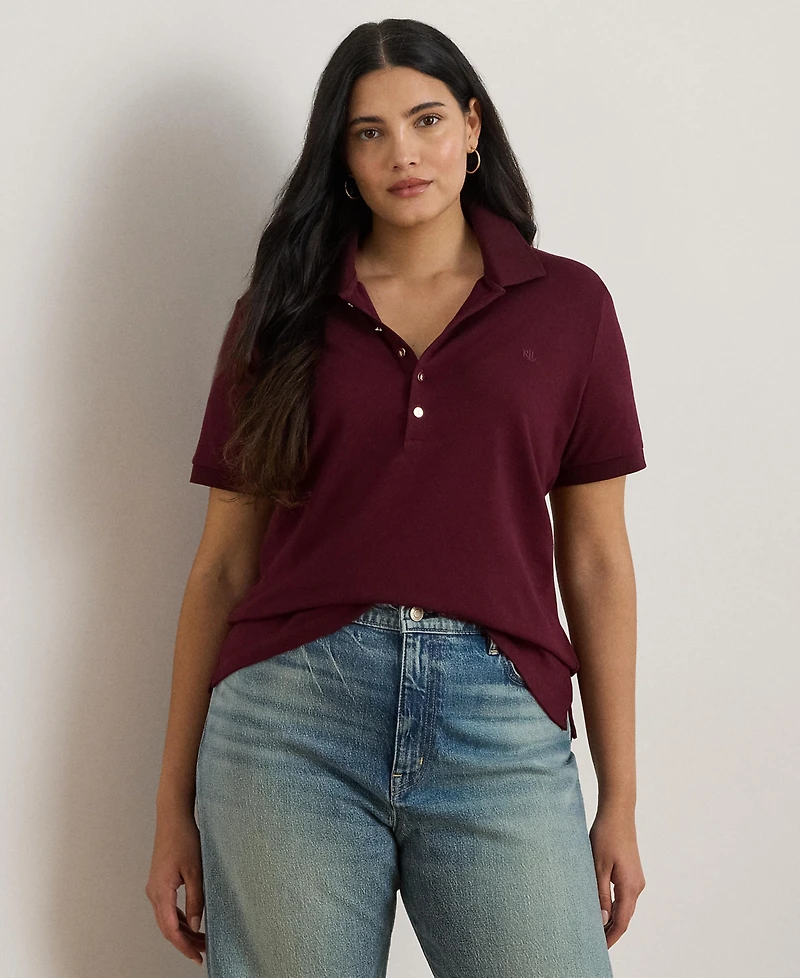 Lauren Ralph Plus Pique Slim Fit Polo Shirt