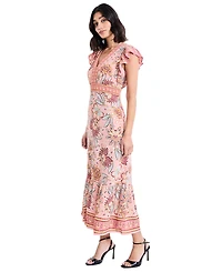 Donna Morgan Women's V-Neck Flutter Sleeve Dress