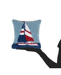 8" x 8" Sail Boat Hooked Small Petite Throw Pillow