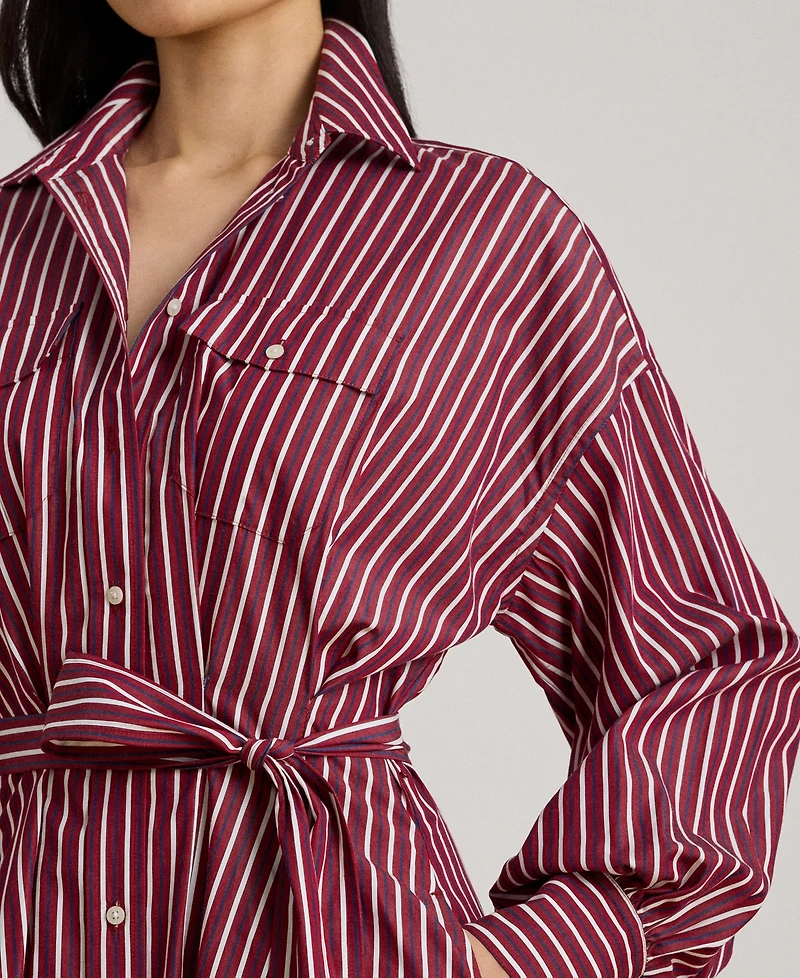 Lauren Ralph Women's Striped Belted Broadcloth Shirt dress
