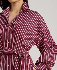 Lauren Ralph Women's Striped Belted Broadcloth Shirt dress