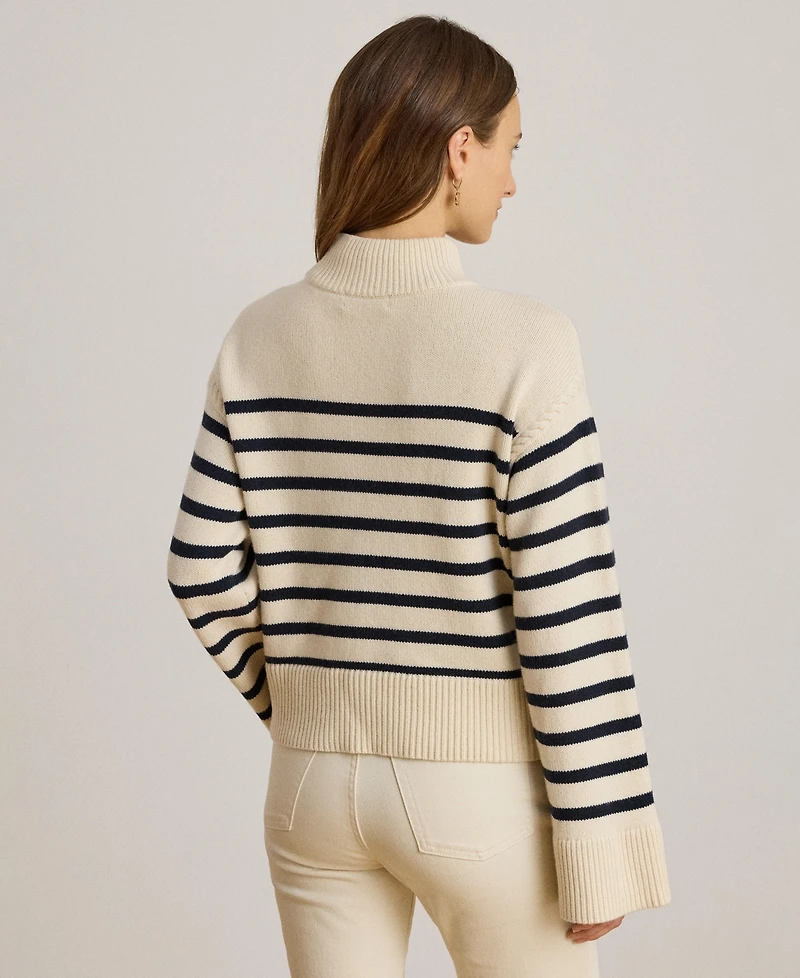 Lauren Ralph Women's Striped Mock Neck Sweater
