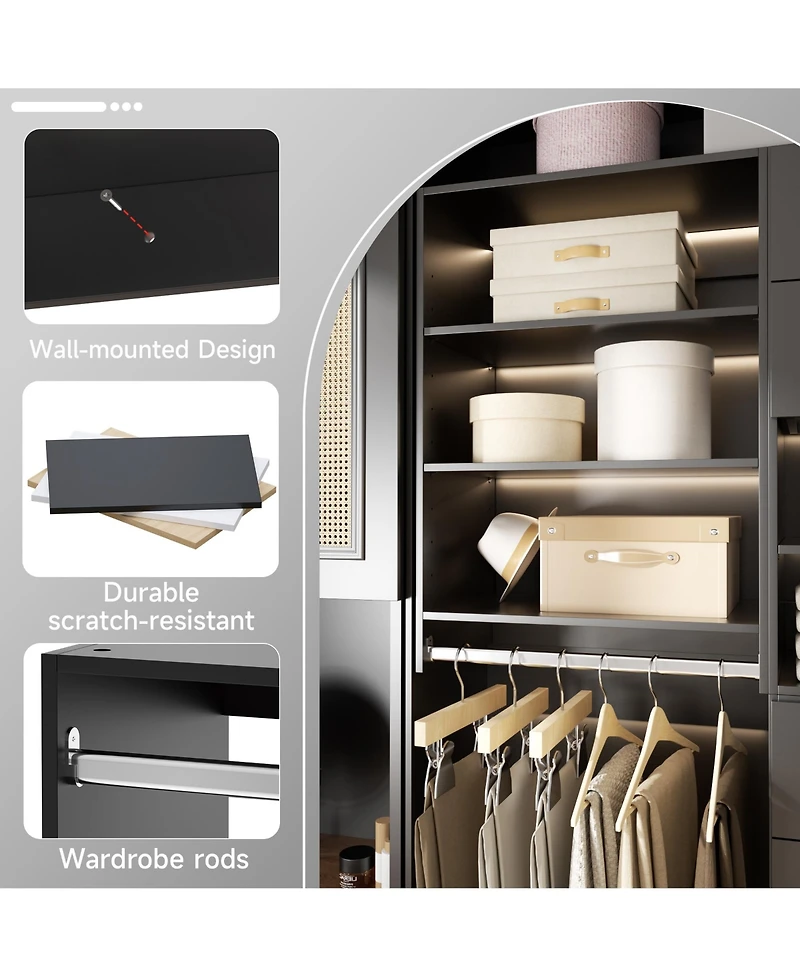 Lovmor Mdf Wood Shelf Tall Hanging Closet Unit