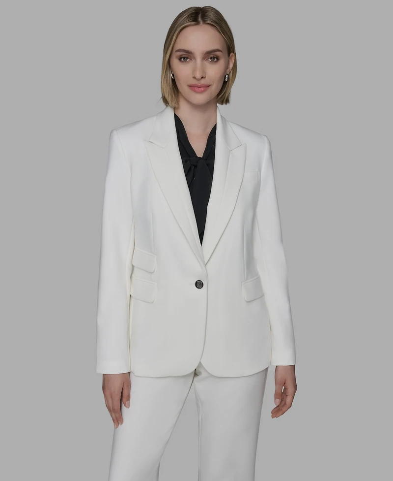 Karl Lagerfeld Women's Notched Lapel One Button Blazer