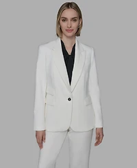 Karl Lagerfeld Women's Notched Lapel One Button Blazer