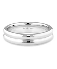 Devata Lined Band Ring In Rhodium Plated Sterling Silver Size 7