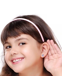 Chanteur Girls /Girl/Unicorn Enamel Crystal White Gold Palladium Plating Screwstud Earring