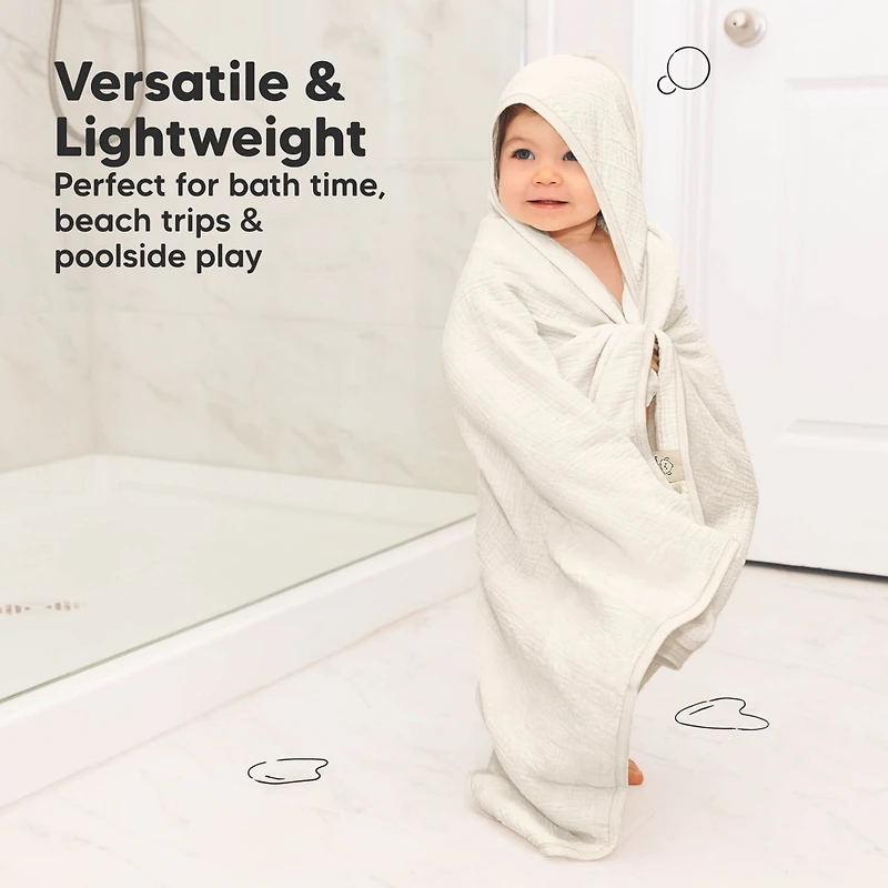 KeaBabies 2pk Lyra Muslin Baby Towels with Hoods for Girl, Boy, Soft, Absorbent, Cotton Hooded Baby Bath Towels