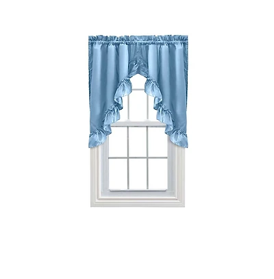 Ellis Stacey 1.5" Rod Pocket High Quality Fabric Solid Color Window Ruffled Swag 60"x38" Slate