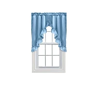 Ellis Stacey 1.5" Rod Pocket High Quality Fabric Solid Color Window Ruffled Swag 60"x38" Slate