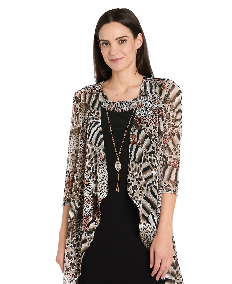 R & M Richards Women's 2-Piece 3/4-Sleeve Jacket with Necklace and Dress