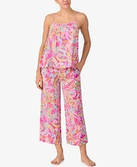 Sanctuary Women's 2-Piece Sleeveless Crop Tank Top & Long Pant Pajama Set