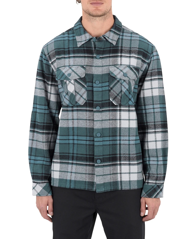 Hurley Men's Santa Cruz Seaside Flannel Long Sleeve Shirt