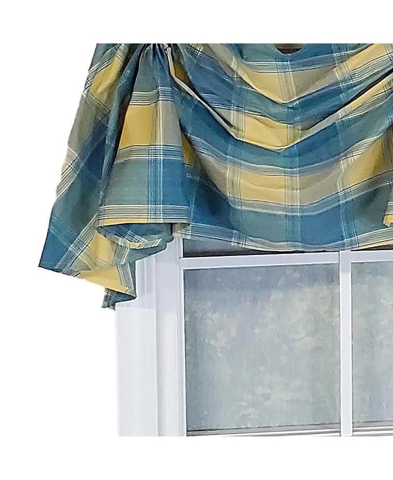 Rlf Home Duncaster 2-Scoop Celebration 100% Cotton with Fully Lined 3" Rod Pocket Valnance for Windows 45" x 18" Porcelain