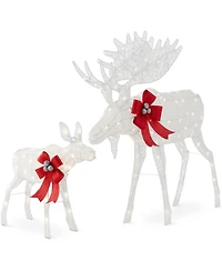 Best Choice Products 2-Piece Moose Family Lighted Christmas Yard Decor Set w/ 170 Led Lights, Stakes, Zip Ties
