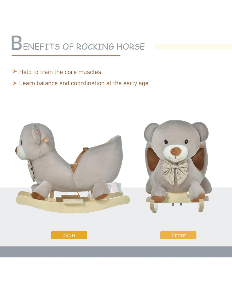 Qaba Baby Rocking Horse, Plush Animal Rocker w/ Realistic Sound, Pedals