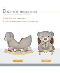 Qaba Baby Rocking Horse, Plush Animal Rocker w/ Realistic Sound, Pedals
