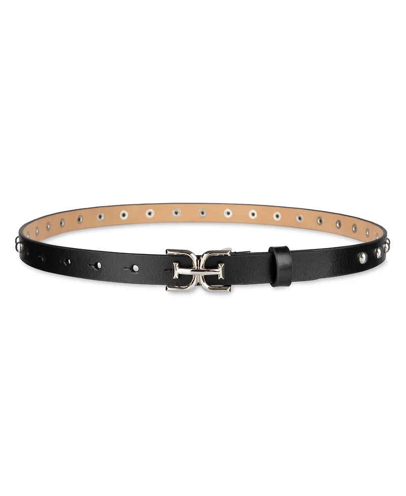 Sam Edelman Women's Ultra Skinny Double-e Logo Plaque Belt