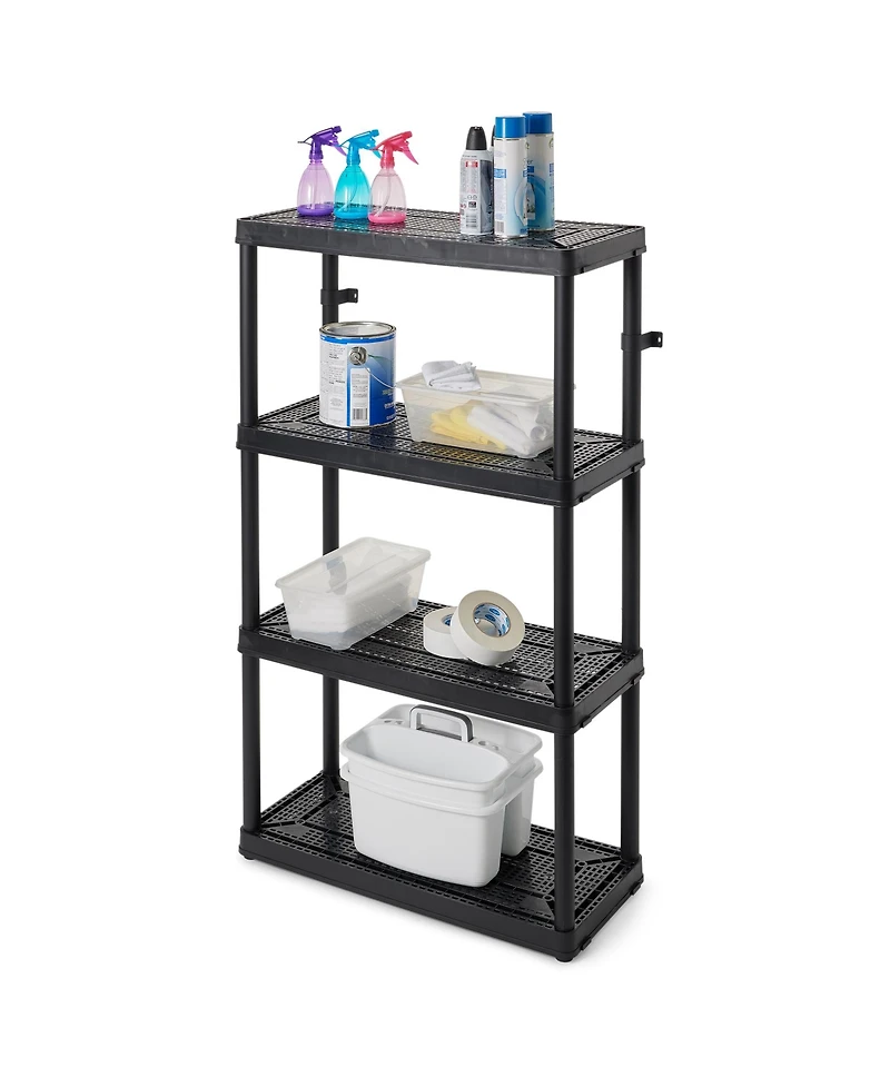 Gracious Living 4 Shelf Tier Medium Resin Indoor and Garage Storage Shelf