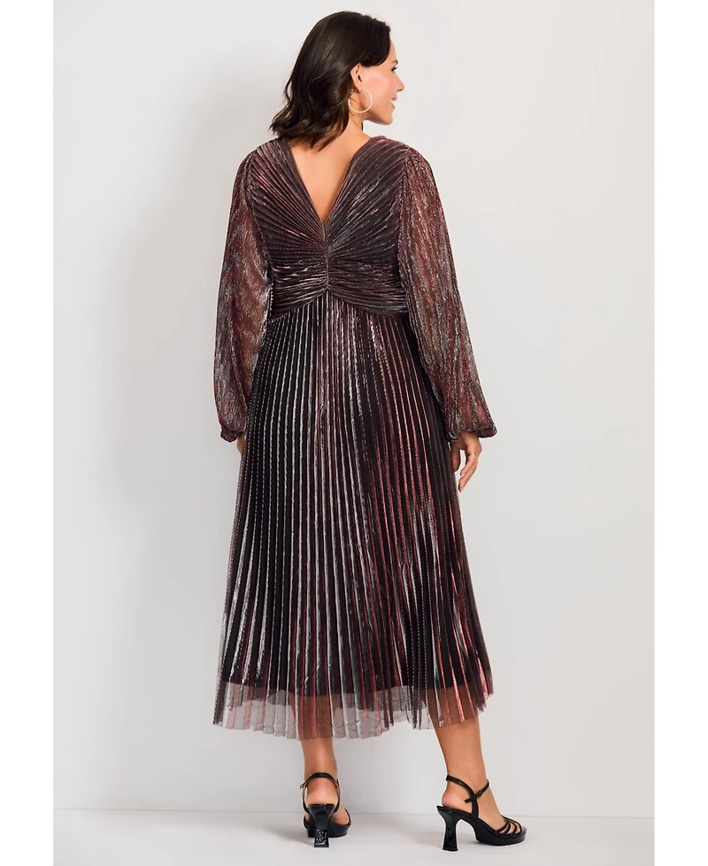 Avenue Women's Plus Pleated Plisse Dress